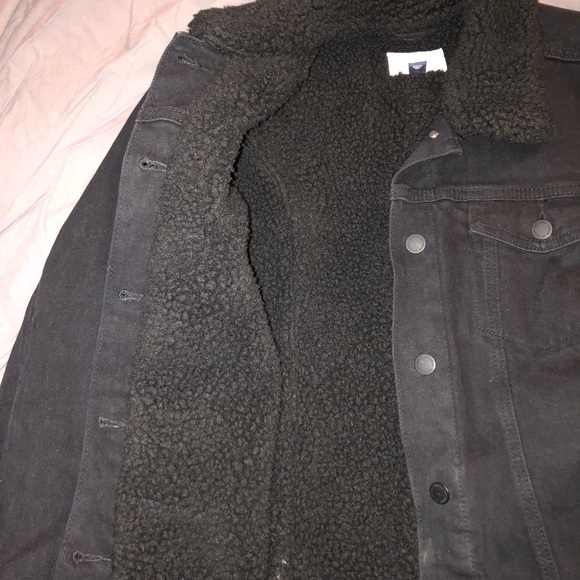 Coats | Sherpa Lined Black Denim Jacket 